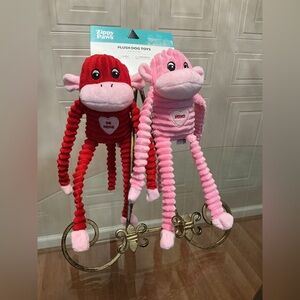 Zippy Paws  Set Of 2 Valentines Spencer the Crinkle & Squeaker Monkey - 12. ”